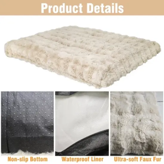 Artloge Plush Pet Bed Washable Dog Mat Crate Bed Anti-Slip Kennel Mattress Deluxe Sleeping Mat for Puppy & Large Dogs with Removable Cover image {5}