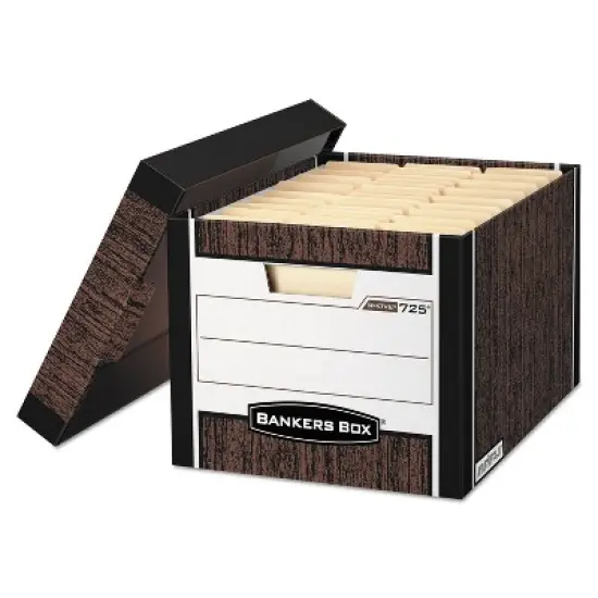 Bankers Box R-KIVE Max Storage Box Letter/Legal Locking Lid Woodgrain 4/Carton 0072506 image {3}