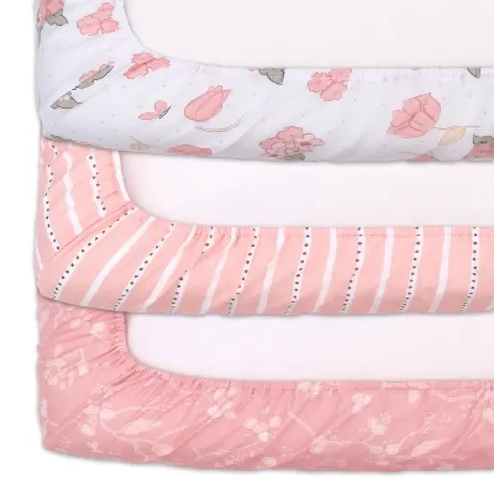 The Peanutshell Floral Changing Pad Covers for Girls, 3-Pack image {1}