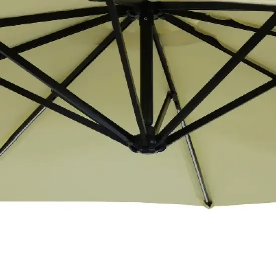 Sunnydaze Outdoor Steel Cantilever Offset Patio Umbrella with Solar LED Lights, Air Vent, Crank, and Base - 9' image {13}