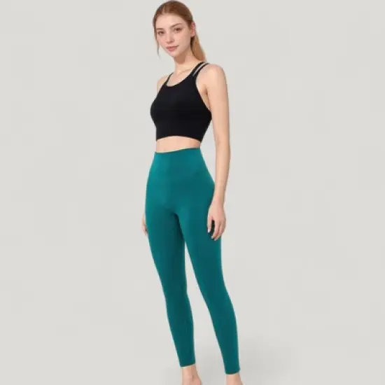 Anna-Kaci Active Women's Double Strap Crew Neck Ribbed Crop Top with Fitted Hem image {2}