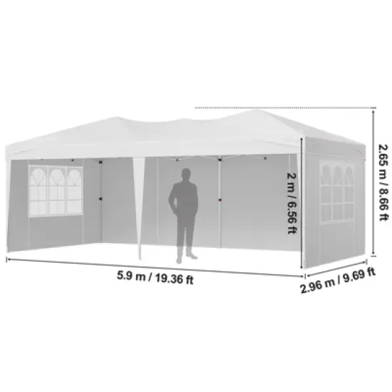 VEVOR Pop Up Canopy, 10 x 20 ft, Instant Pop Up Gazebo Tent, Portable Easy Up Canopy with 3 Sidewalls & 2 Ventilated Windows image {7}