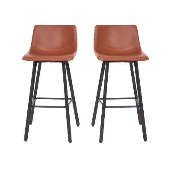 Flash Furniture Caleb Modern Armless 30 Inch Bar Height Commercial Grade Barstools with Footrests and Matte Iron Frames, Set of 2 image {12}