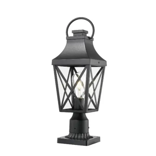 DOMETOUR 2-Pack Outdoor Post Light Fixture, Textured Black, 21.3in, with Pier Mount Base for Gardens, Yards, Entrances image {6}