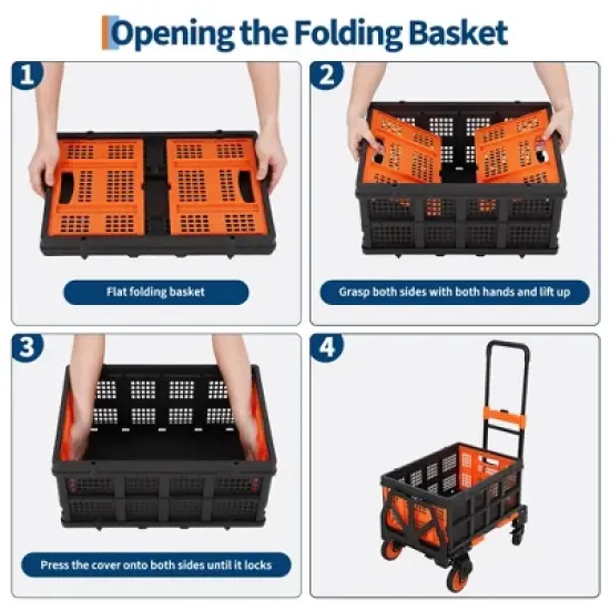 Folding Hand Truck, 2-in-1 Convertible Dolly Cart with Storage Basket, 330LB Capacity, 4 Wheels, Retractable Handle for Moving, Green image {5}