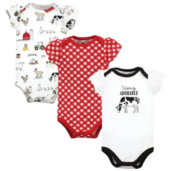 Hudson Baby Infant Girl Cotton Bodysuits, Udderly Adorable image {7}