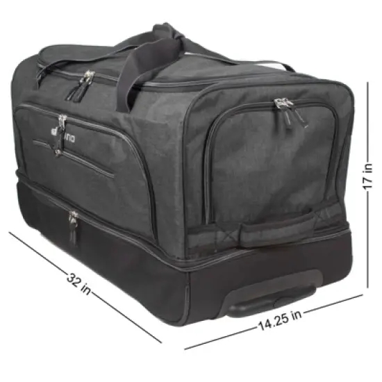 Dejuno 32-Inch Lightweight Denim Drop Bottom Rolling Duffel Bag image {3}