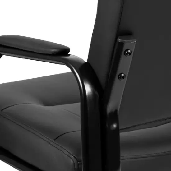 Flash Furniture Darwin Flash Fundamentals Black LeatherSoft Executive Reception Chair with Black Metal Frame image {7}