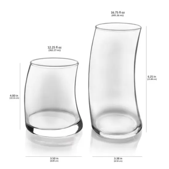 Libbey Swerve 16 Piece Tumbler and Rocks Glass Set image {2}