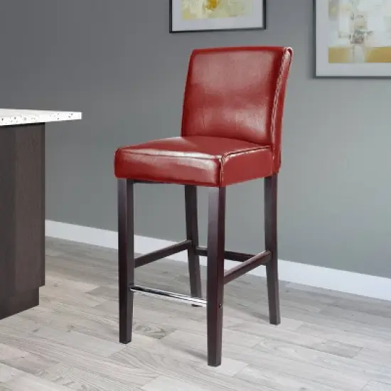 Antonio Bar Height Barstool w/ Bonded Leather Seat - Corliving image {1}