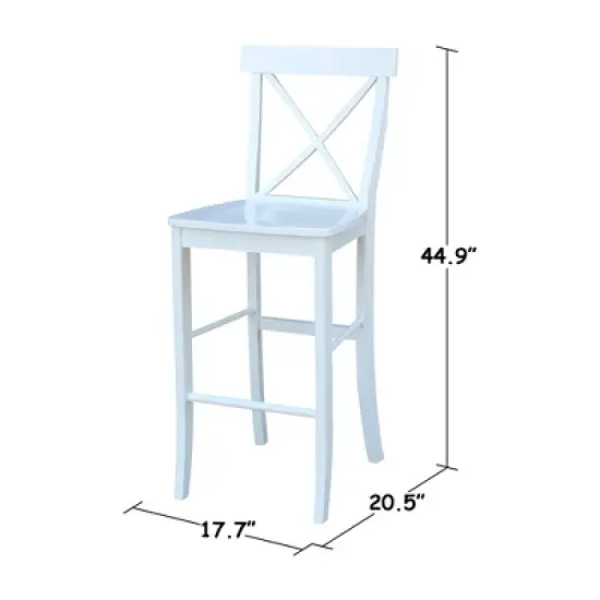 30" X-Back Counter Height Barstool White - International Concepts image {9}
