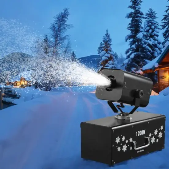 VEVOR Snow Machine, 1200W 90&deg; Shaking Head Snow Maker with Wireless Remote Control, High Output Snowmaking Machine Coverage up to 12 ㎡, Black image {1}
