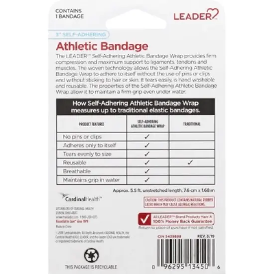 Leader Athletic Bandage Self Grip 3 inches 1 ea image {4}