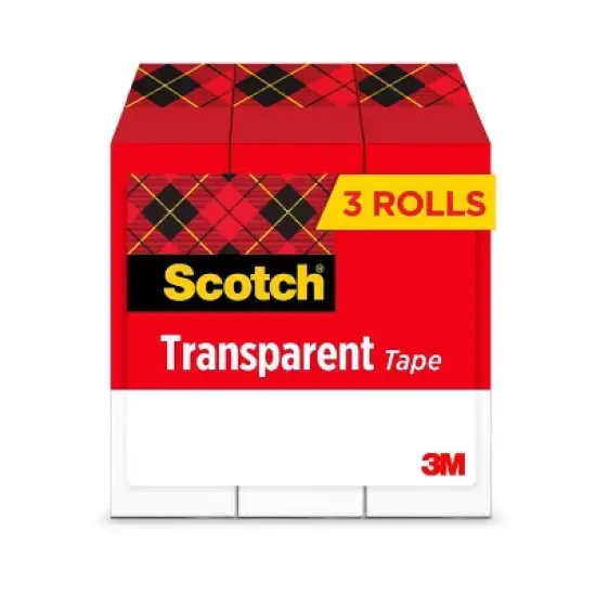 Scotch 3pk Transparent Tape 3/4" x 1000" image {1}