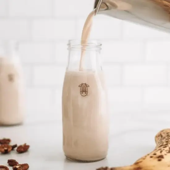 Almond Cow Glass Milk Bottles - (Set of 2) image {2}