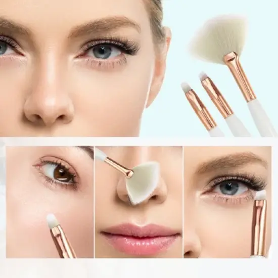 Unique Bargains Makeup Brushes and Sets White 3 Pcs image {2}