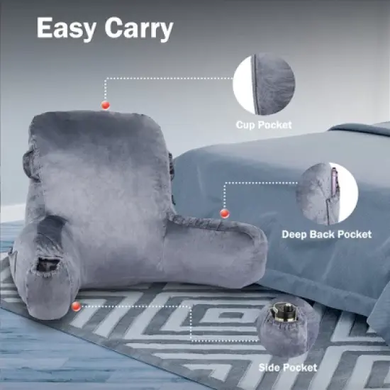 VAVSEA Reading Pillow Extra Large 31" Backrest Pillow with Arms Bed Rest Pillow image {3}
