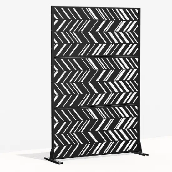 Lirago Galvanized Metal Garden Fence 72 in. Outdoor Privacy Screen Black image {10}