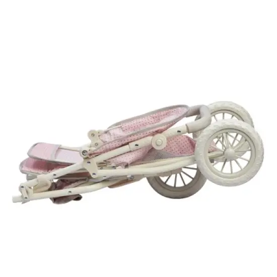 Olivia's Little World - Polka Dots Princess Baby Doll Twin Jogging Stroller - Pink & Gray image {5}