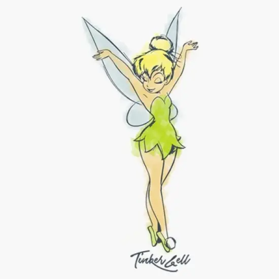 Women's Peter Pan Tinker Bell Retro Watercolor Portrait T-Shirt image {1}