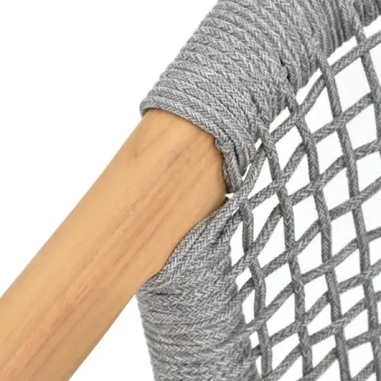 Linear Planked Wood 6 Piece Outdoor Dining Set Textured Weave Back Armchairs & Rectangular Table Ensemble image {6}