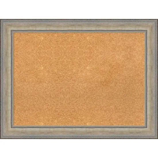 33"x25" Wood Frame Natural Cork Board Fleur Champagne Silver - Amanti Art image {10}