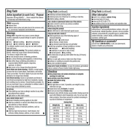 Advil Children's Dye-Free/Sugar-Free Liquid Fever Reducer/Pain Reliever 100 mg - Ibuprofen (NSAID) - Berry - 4 fl oz image {1}