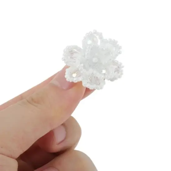 Unique Bargains Beaded Flowers Shoelace Charms White 1 Pair image {2}