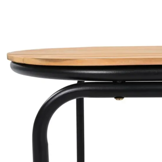 Okak 3-Piece Outdoor Chaise Lounge Set with Acacia Side Table,Lounge Chair Outdoor with Steel Frame,Patio Lounge Chairs for Poolside,Beach image {4}