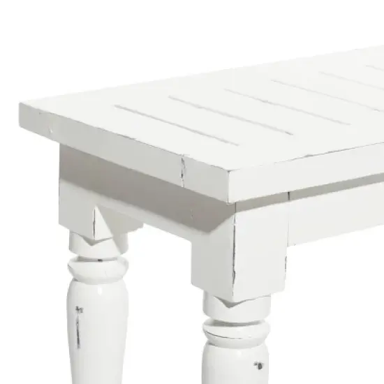 Farmhouse Long Wood Bench White - Olivia & May image {3}
