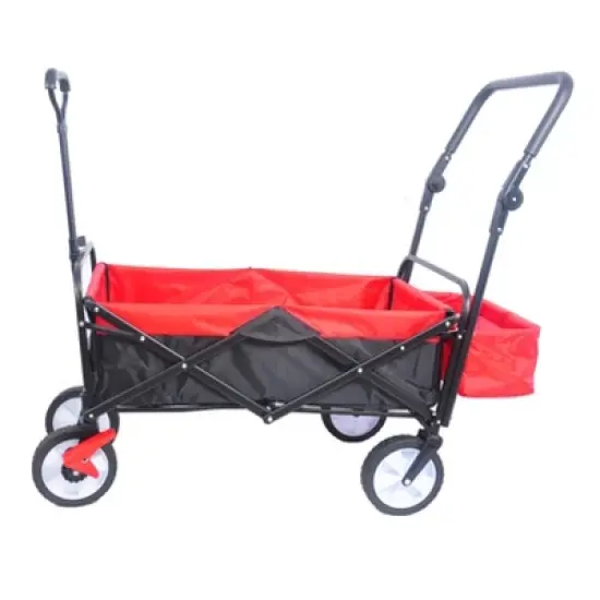 folding wagon Collapsible Outdoor Utility Wagon, Heavy Duty Folding Garden Portable Hand Cart Black+Red image {5}