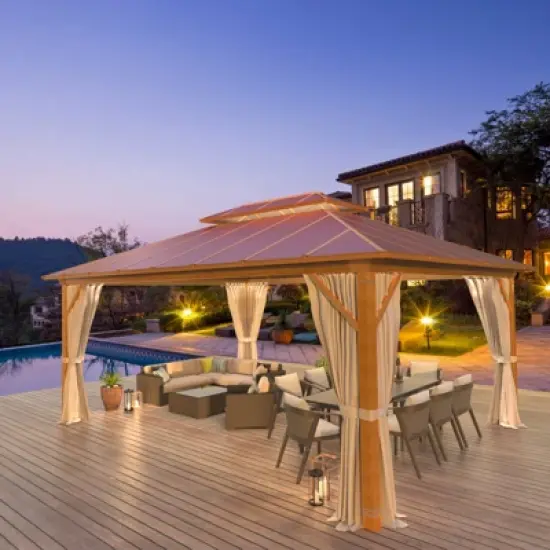 EROMMY 16 Ft. W x 12 Ft. D Aluminum Patio Gazebo image {10}