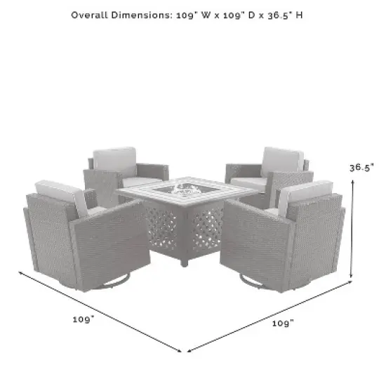 Palm Harbor 5pc Outdoor Wicker Conversation Set with Fire Table - Gray - Crosley image {12}