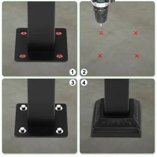 Racxily Outdoor Stair Handrail for 1 to 4 Steps Black Carbon, Steel Transitional Hand Rail Kit, Seniors Entryway Step Support image {4}