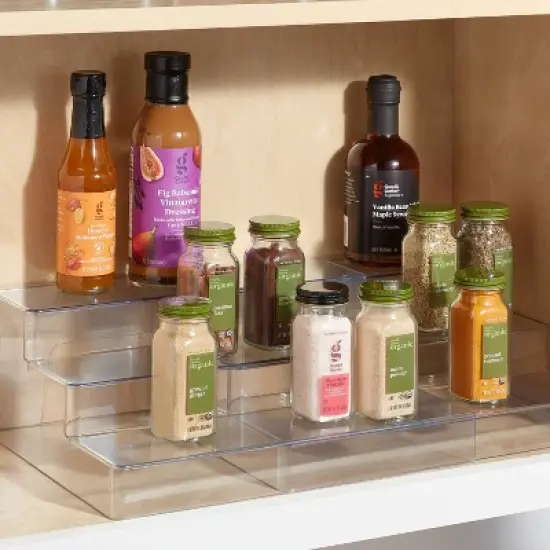 Plastic 3-Tier Expandable Shelf Clear - Brightroom&trade;: Kitchen & Pantry Organizer, Polyethylene, Spot Clean, 13.5" Width image {1}