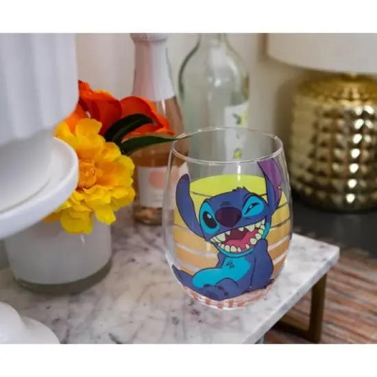Silver Buffalo Disney Lilo & Stitch Stemless Wine Glass | Holds 20 Ounces image {5}