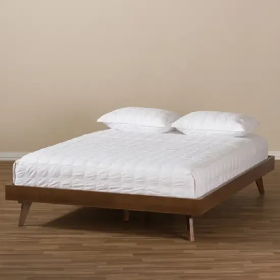 Jacob Mid - Century Modern Walnut Finished Solid Wood Bed Frame - Baxton Studio image {5}