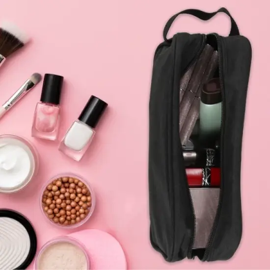 Unique Bargains Portable Oxford Cloth Travel Makeup Organizer Bag Black 1 Pc image {1}