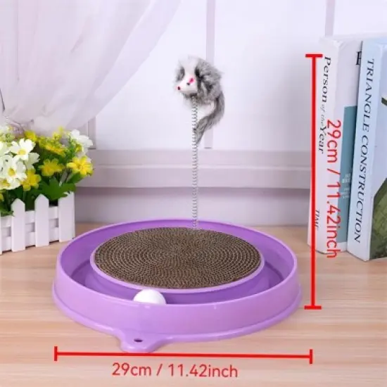 Multi-functional cat scratching board with ball track  with spring and ball, anti-scratch furniture artifacts must-have for cat-owning families Purple image {4}