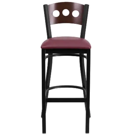 Flash Furniture Black Decorative 3 Circle Back Metal Restaurant Barstool image {4}