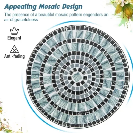 Tangkula 24 Inch Patio Bistro Table Metal Structure w/ Ceramic Tile Tabletop Heavy-Duty image {5}