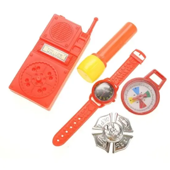 JuzToys Fireman Hat and Accessories Play Set for Kids &ndash; Firefighter Helmet, Fire Extinguisher, Microphone, Role Play Fire Chief Starter Toy &ndash; Red image {5}