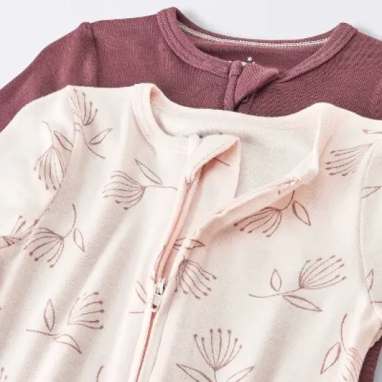 Baby Girls' 2pk Floral Soft Blend Sleep N' Play - Cloud Island&trade; Burgundy image {2}