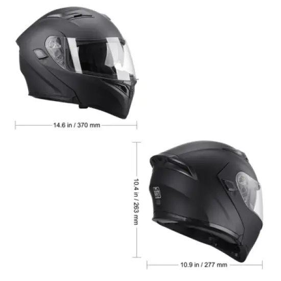 VEVOR Motorcycle Helmet, 22.4-22.8 in,Unmasked, Smart Street ABS & High Density Helmet with Bluetooth Slot & Interchangeable Lens, Black image {7}