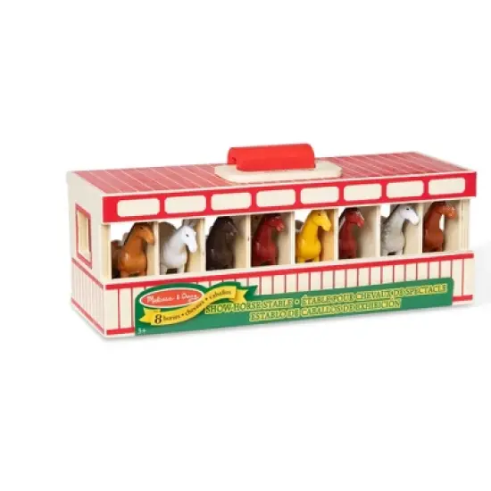 Melissa & Doug Take-Along Show-Horse Stable Play Set With Wooden Stable Box and 8 Toy Horses image {2}