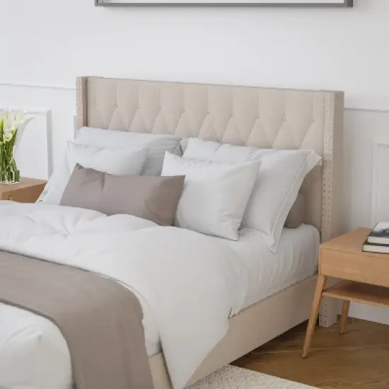 Merrick Lane Upholstered Platform Bed with Button Tufted Headboard image {3}