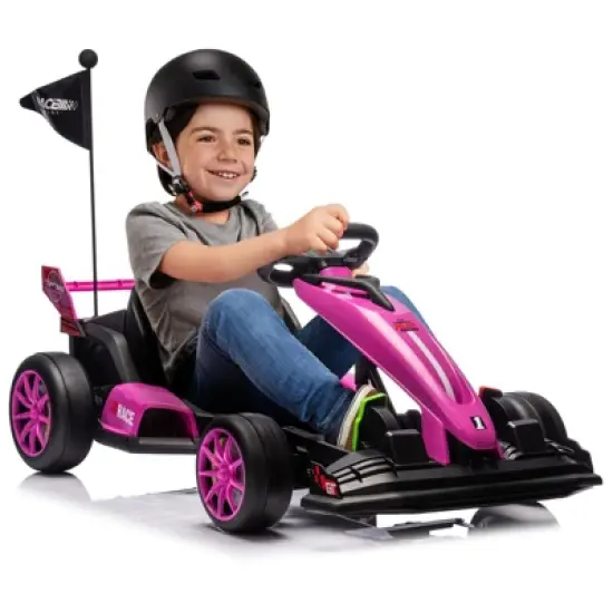 Ride On Go Kart, Kids 24V 7Ah Battery Two 200W Motors, 8MPH Fast Drifting Circling Car, Adjustable Seat Electric Ride Toy, for Kids image {9}