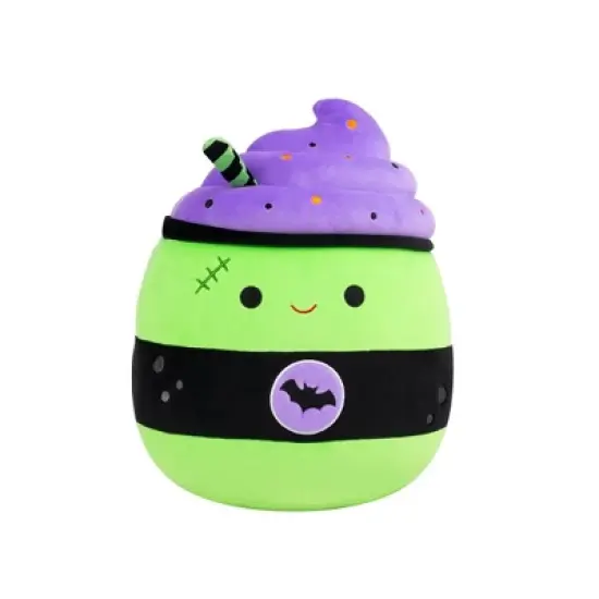 Squishmallows 12" Green and Purple Latte with Stitches and Bat logo Medium Plush: Polyester Character Stuffed Animal image {12}