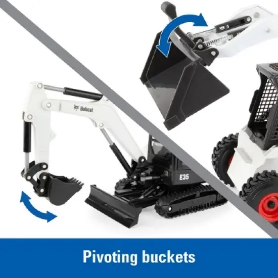 Tomy 1/16 Big Farm Bobcat S450 Skid Steer Loader and E35 Excavator Set 47356 image {2}