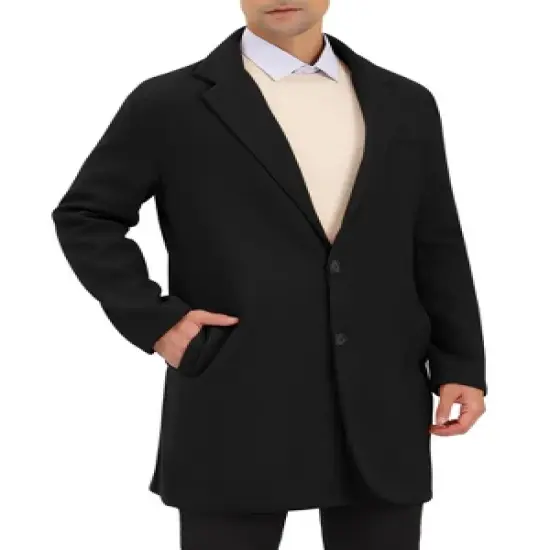 Lars Amadeus Men's Single Breasted Lapel Collar Mid-Length Solid Overcoat image {7}